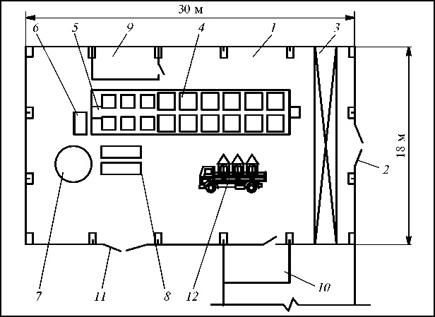 План-схема спроектированного участка по производству торкрет-масс и сухих огнеупорных бетонов